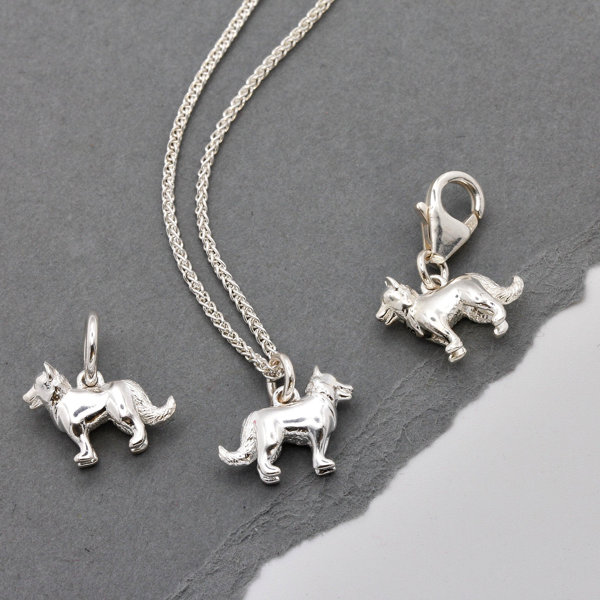 Border Collie Silver Dog Charm - Jays Shop uk
