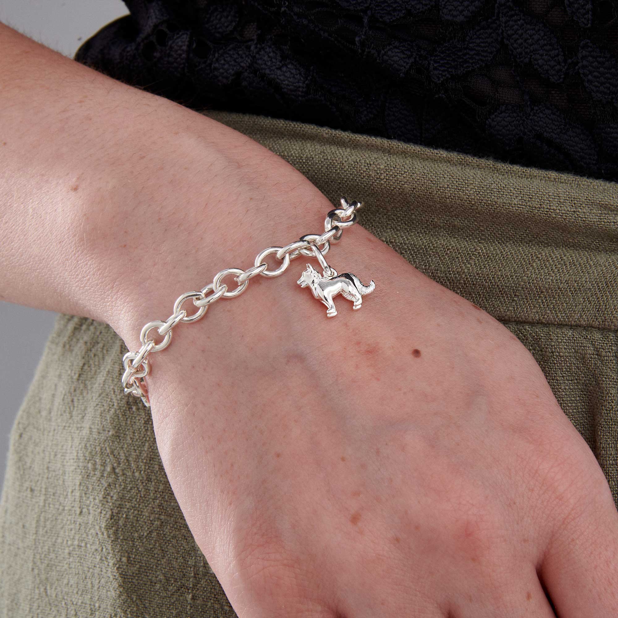 Border Collie Silver Dog Charm - Jays Shop uk