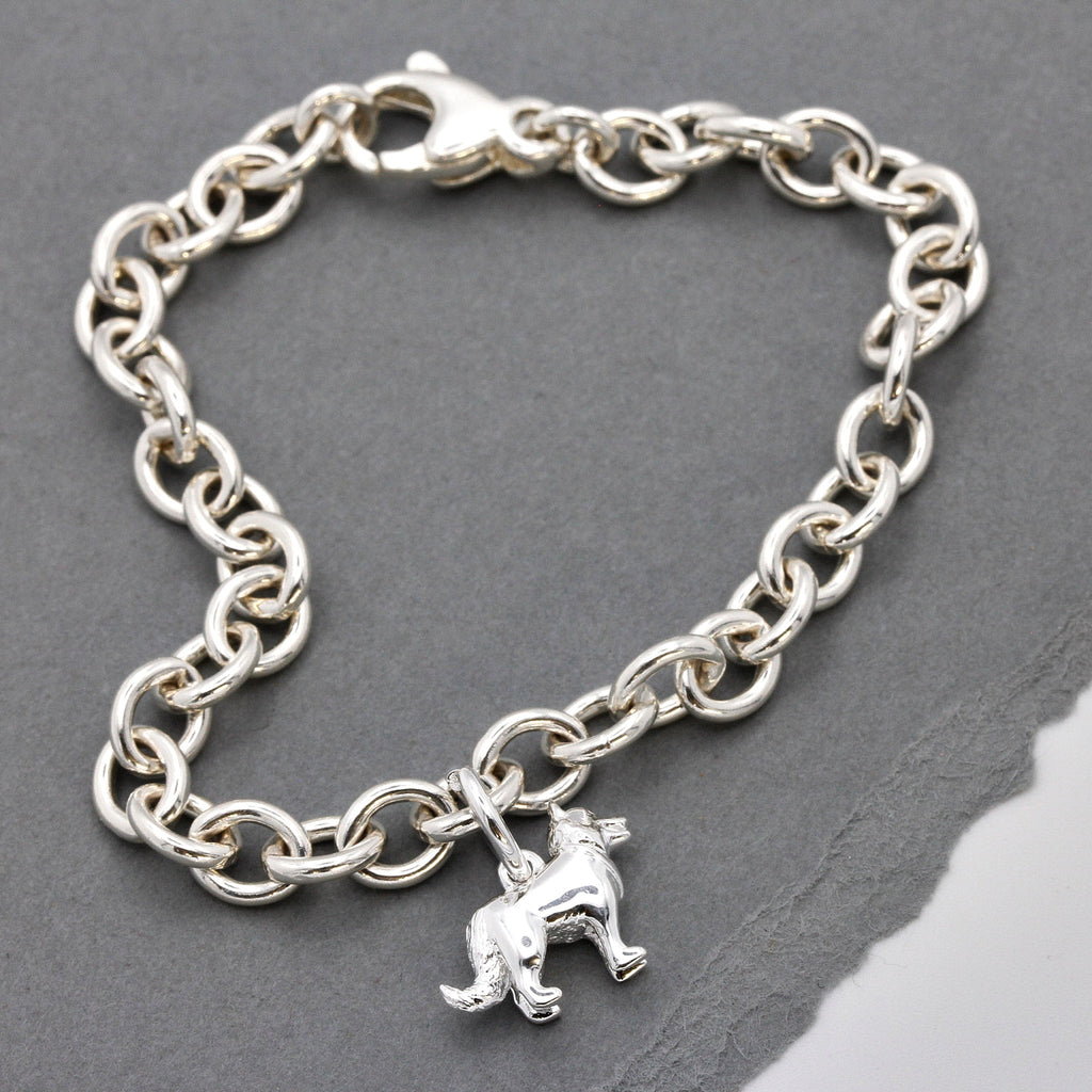 Border Collie Silver Dog Charm - Jays Shop uk