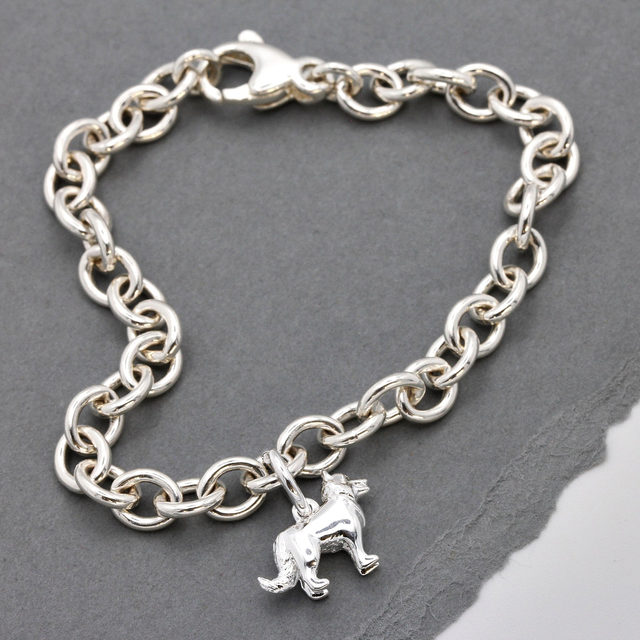 Border Collie Silver Dog Charm - Jays Shop uk