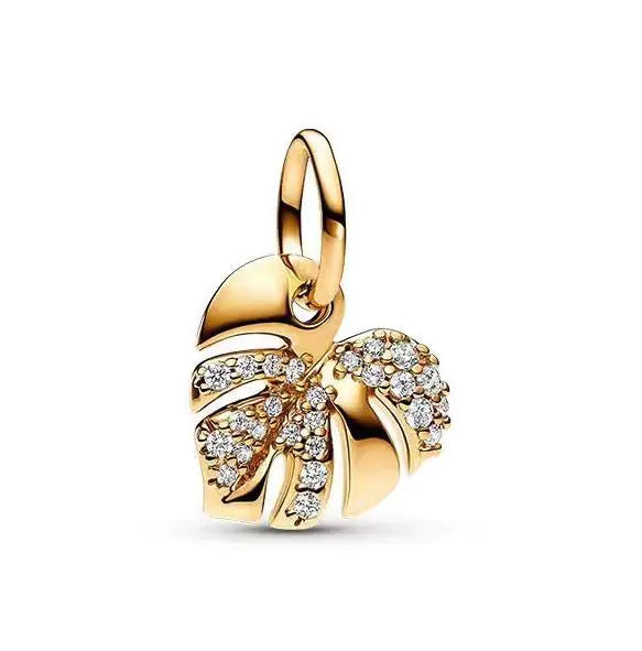Yuscorai Sparkling Leaf Charms for Bracelets and Necklaces Birthdays Jewelry Womens Bead Charms Valentines Day