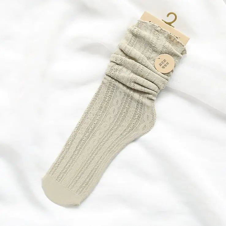 Hemp Pattern Elastic Wood Ears Women's Socks