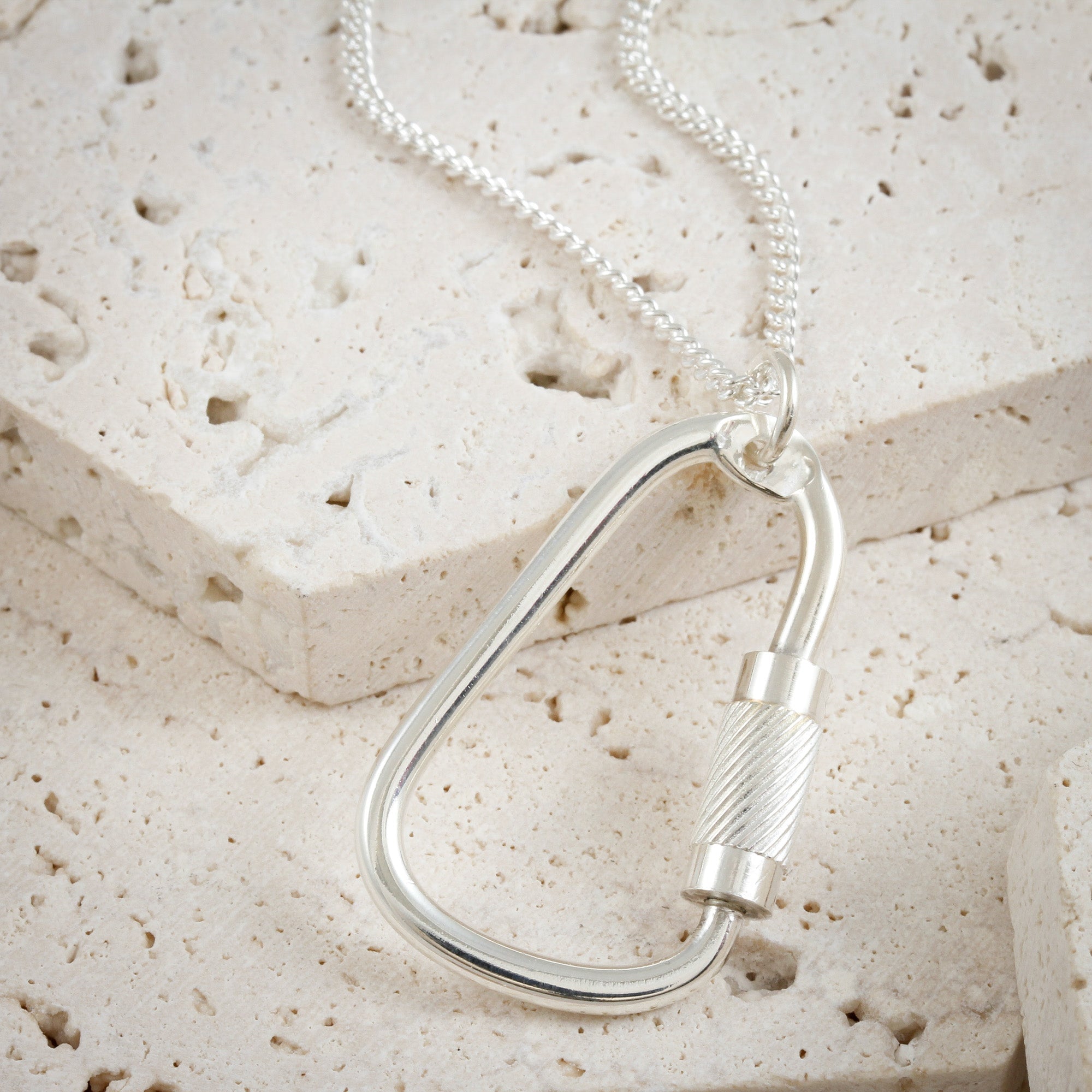 Climbing Carabiner Silver Necklace - Jays Shop uk