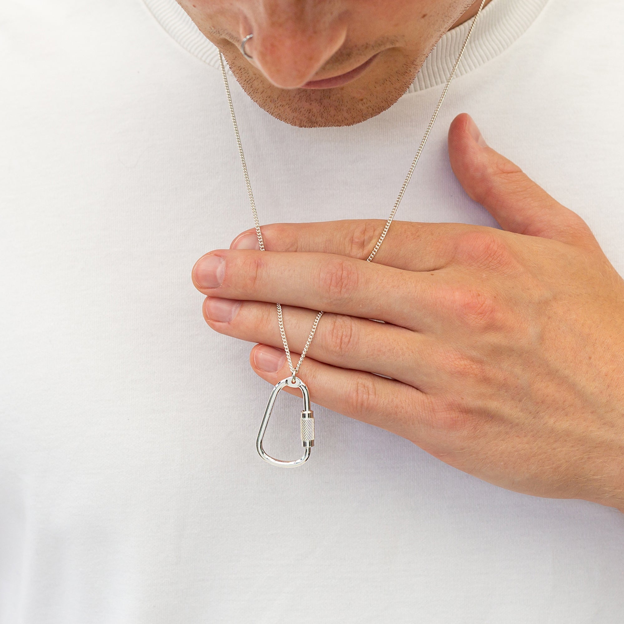 Climbing Carabiner Silver Necklace - Jays Shop uk