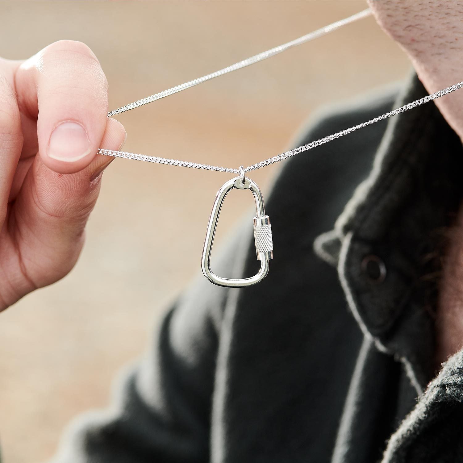 Climbing Carabiner Silver Necklace - Jays Shop uk