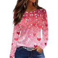 Valentines Day Shirts for Women 2025 Heart Print Long Sleeve Tops Graphic Tees Plus Size Loose Fit Valentines Tshirts Shirts for Women Trendy Summer Dressy Casual Tunics (K Dark PurpleX-Large)