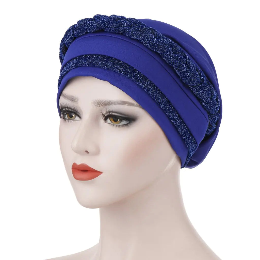 Multi-color Crystal Three-layer Hemp Turban Hat