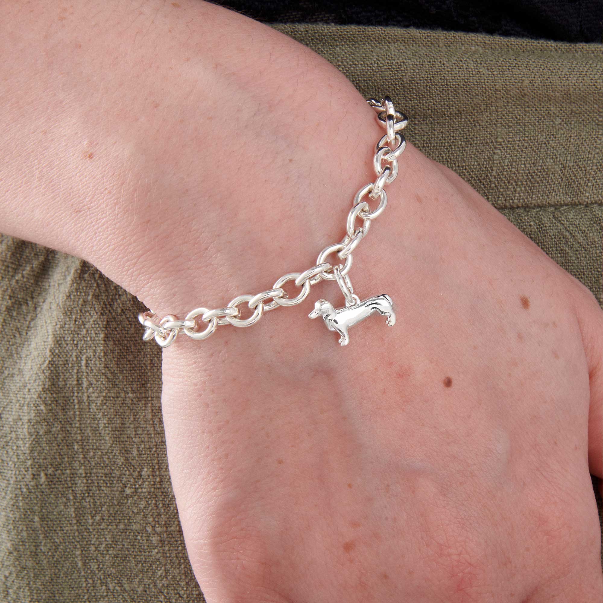 Dachshund Silver Dog Charm