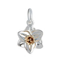 Daffodil Flower Silver & Solid Gold Charm - Jays Shop uk