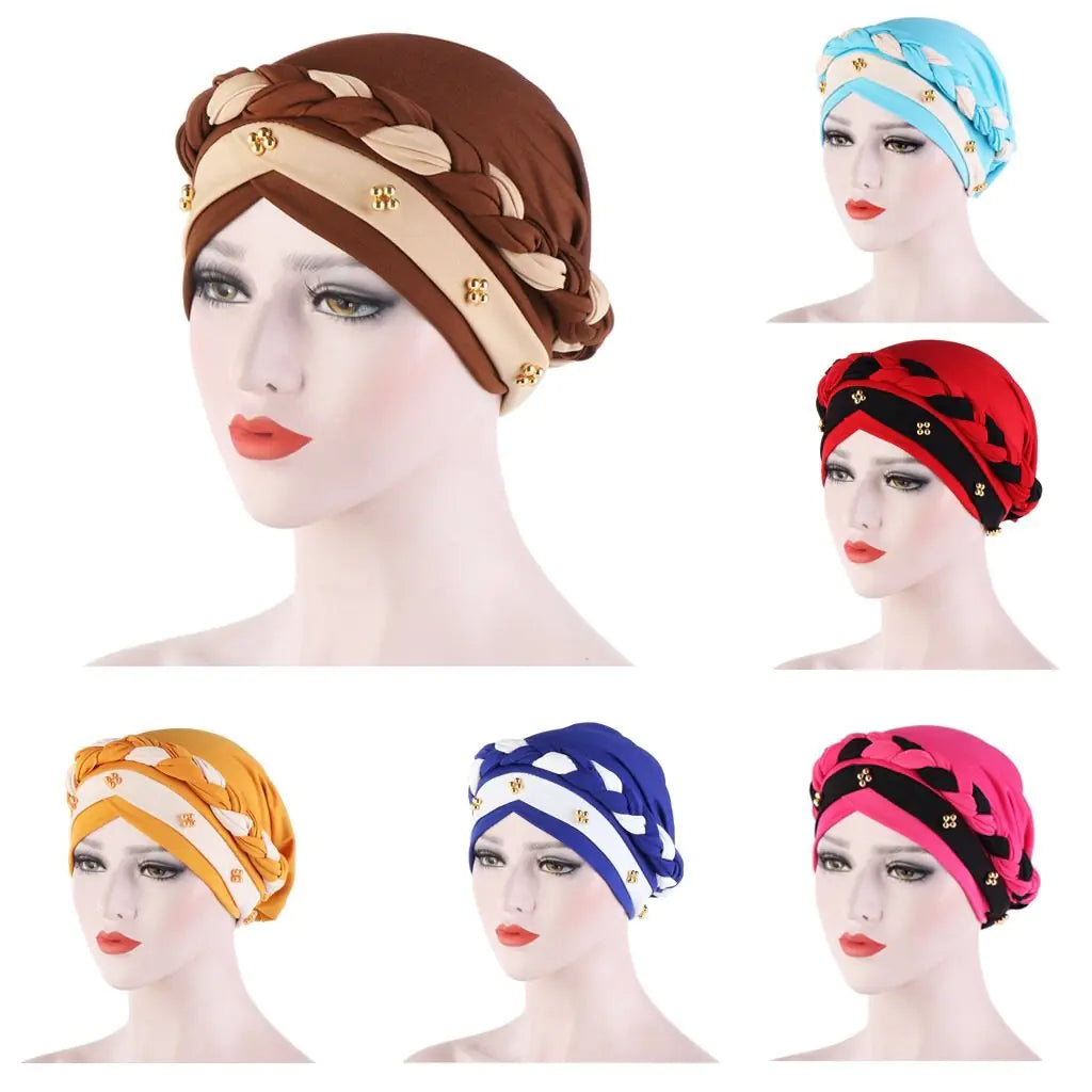 Multi-color Crystal Three-layer Hemp Turban Hat