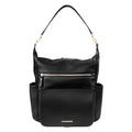 TWELVElittle Peek A Boo Convertible Hobo Diaperbag Backpack with Changing Pad Wipes Case and Stroller Clips Vegan Leather- Black