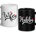 GLAKEUN Valentine Gift for Husband Wife Couple - Hubby Wifey Mug Set - Gifts For Bride Groom Couple - His and Hers Anniversary Present - Engagement Wedding Gifts For Mom Dad Mr Mrs Him Her 11OZ