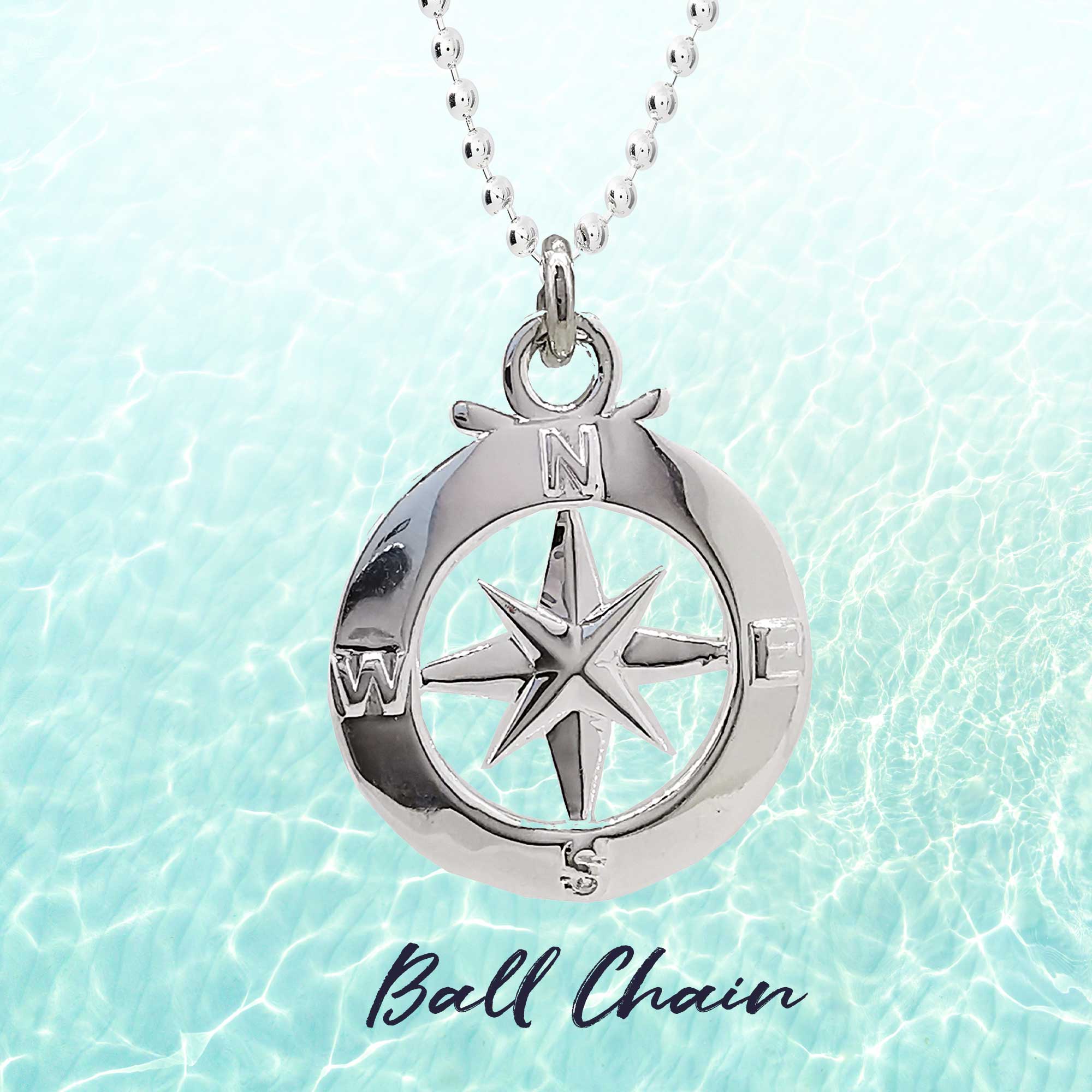 Enamel Outline Compass Large St Christopher Silver Necklace - Jays Shop uk