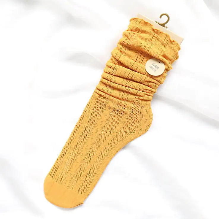 Hemp Pattern Elastic Wood Ears Women's Socks