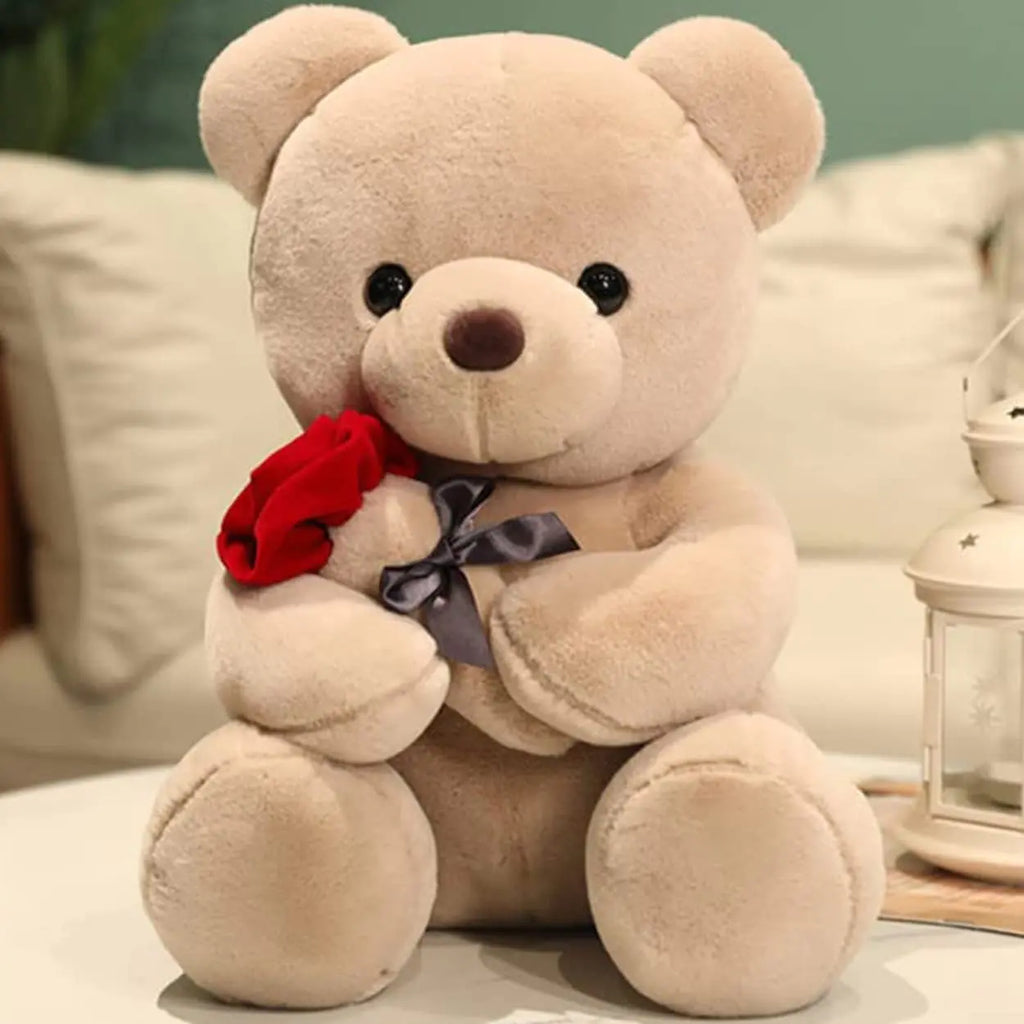 Teddy Bear with RosePlush Stuffed Animal Teddy BearCute Sweet Teddy Bear Great Gift for Your Loved One Soft Teddy Bear for Girlfriend Kids Birthday Valentine Christmas(18 inches Brown)