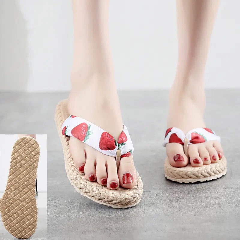 Women's Flip-Flops with Imitation Hemp Rope Sole