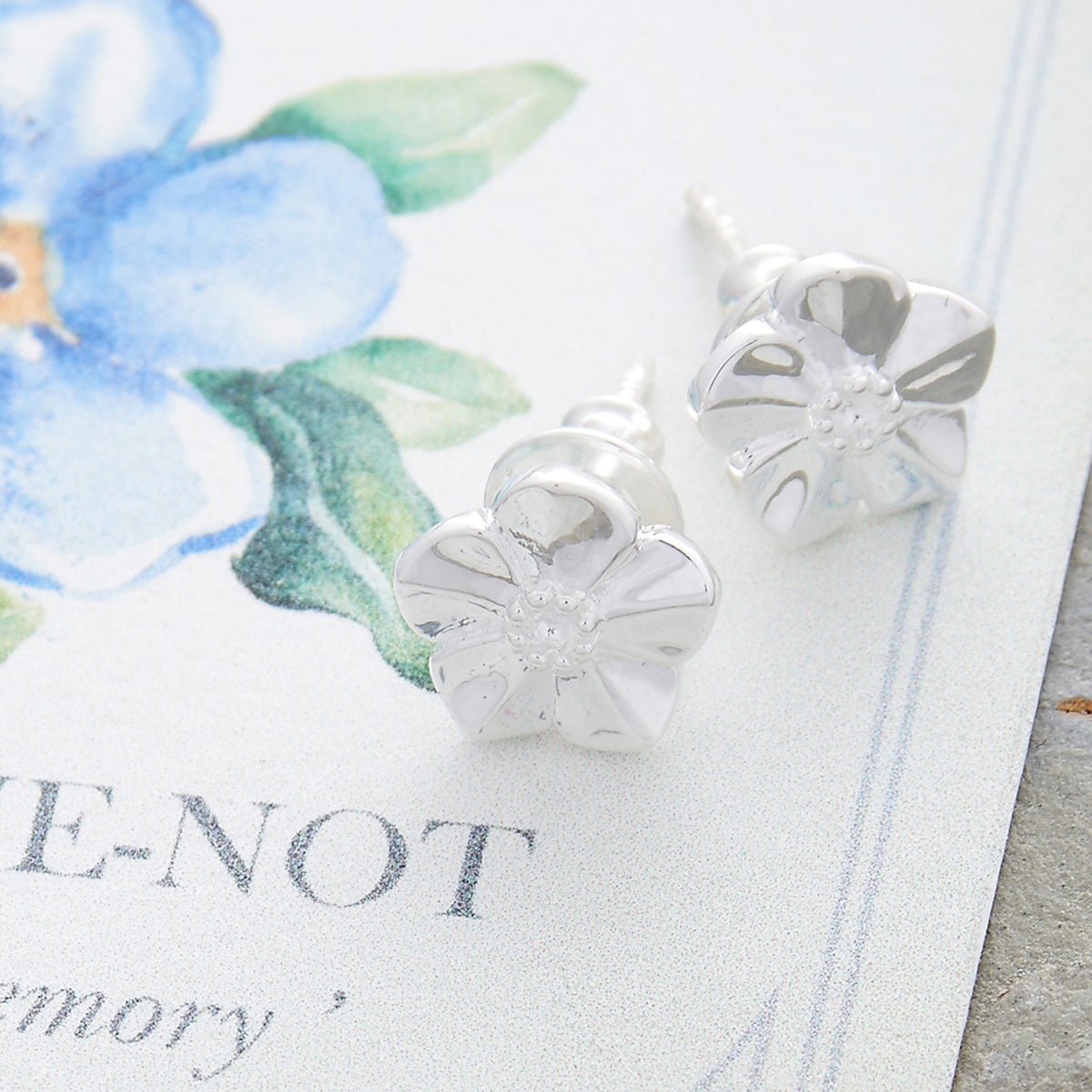 Forget - Me - Not Silver Stud Earrings - Jays Shop uk