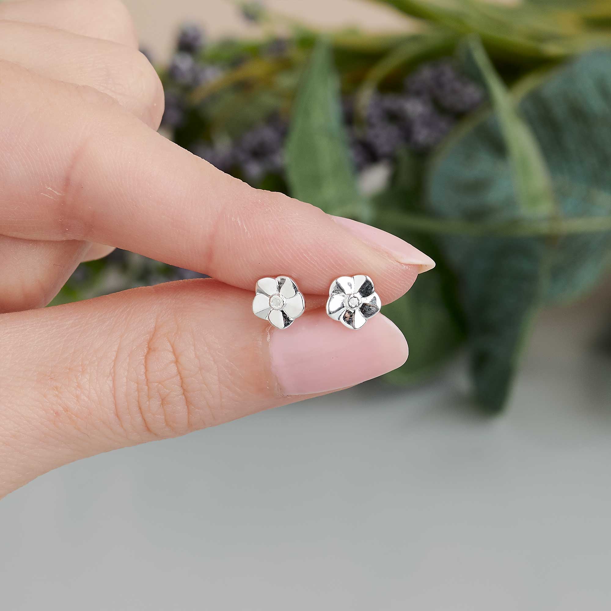Forget - Me - Not Tiny Silver Stud Earrings - Jays Shop uk