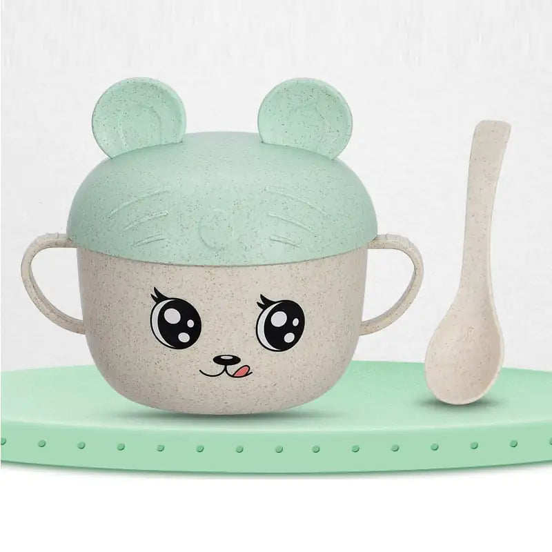 Drop-Proof Children's Bowl with Scalding Spoon & Cover
