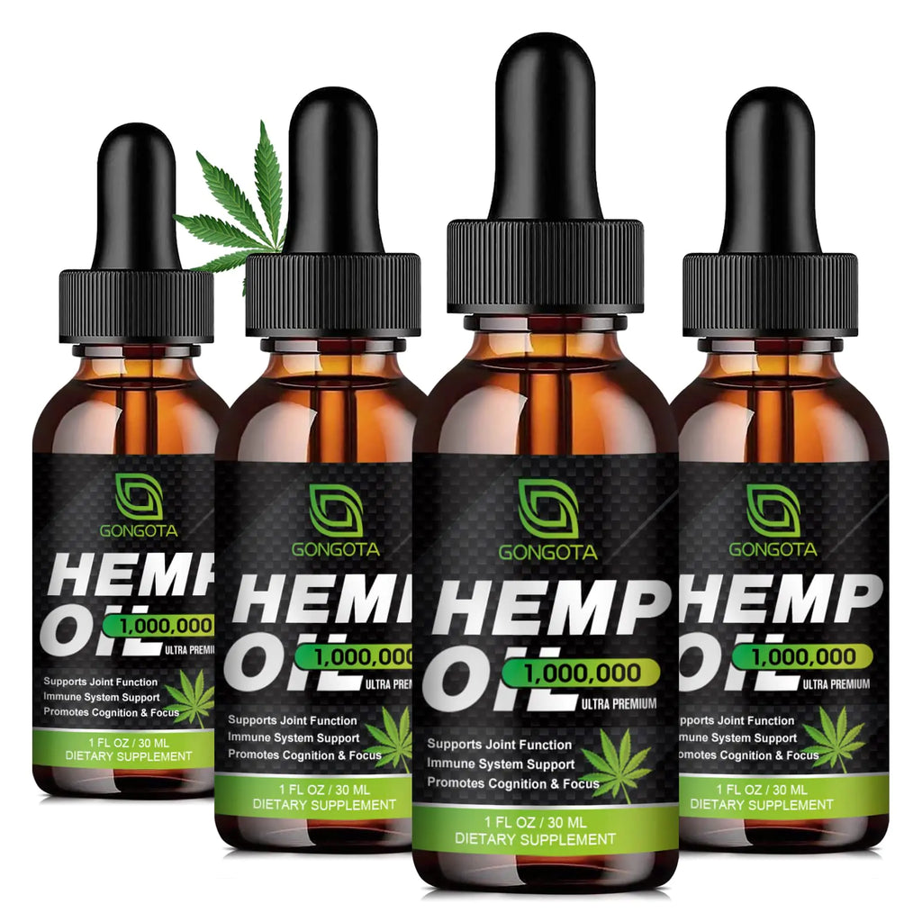 (4-Pack) High Potency Hemp Oil - 1000000 Maximum Strength - Helps Relaxation Stress Calming Sleep - Organic Hemp Oil Extract - Vegan Immunization Support Non-GMO
