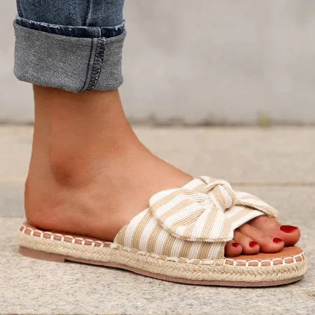 Large Hemp Rope Bowknot Slippers for Women