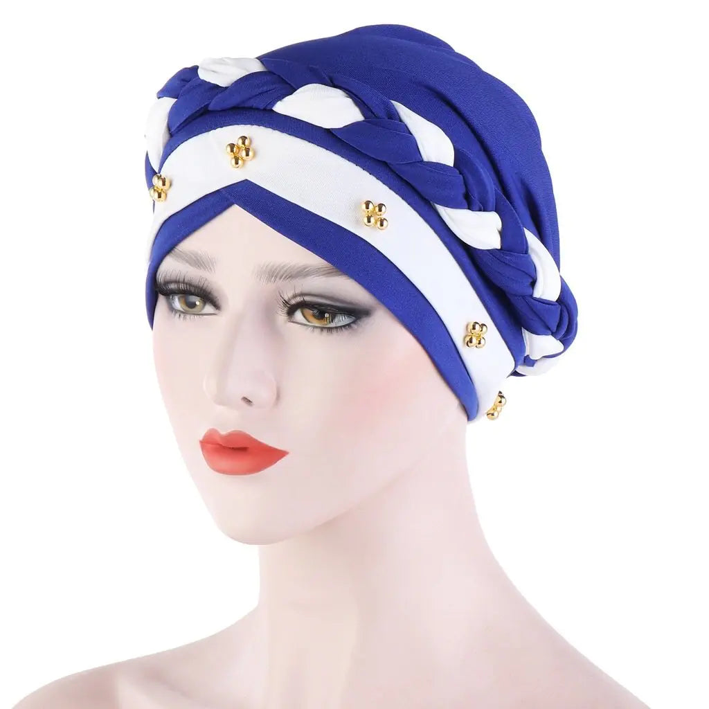 Multi-color Crystal Three-layer Hemp Turban Hat