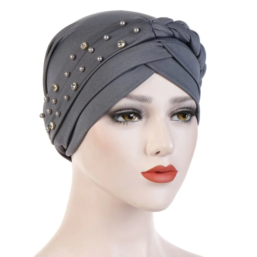Multi-color Crystal Three-layer Hemp Turban Hat