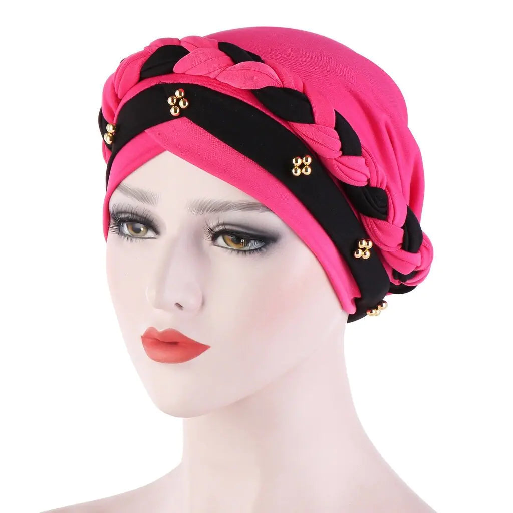 Multi-color Crystal Three-layer Hemp Turban Hat