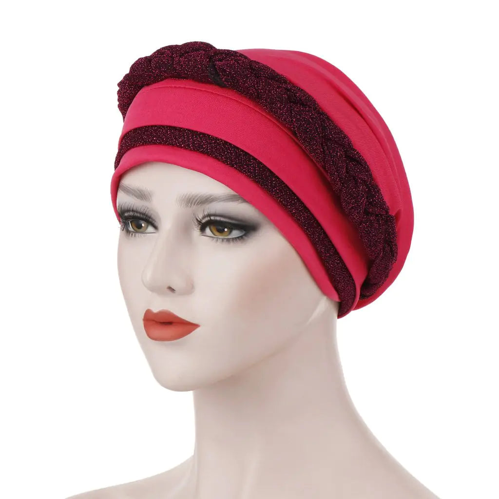 Multi-color Crystal Three-layer Hemp Turban Hat