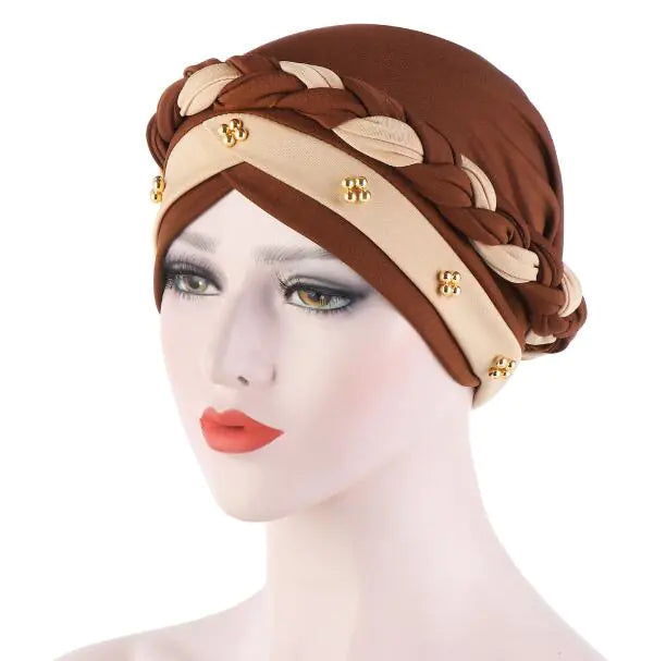 Multi-color Crystal Three-layer Hemp Turban Hat