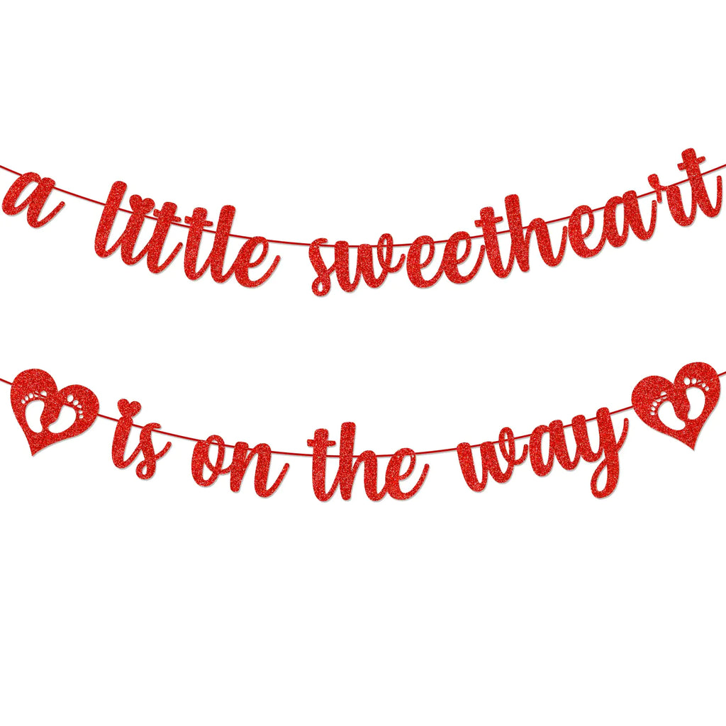 Valentines Baby Shower Banner Happy Valentines Day Baby Shower Banner A Little Sweetheart is On The Way Banner Valentines Day Baby Shower Decorations for Party