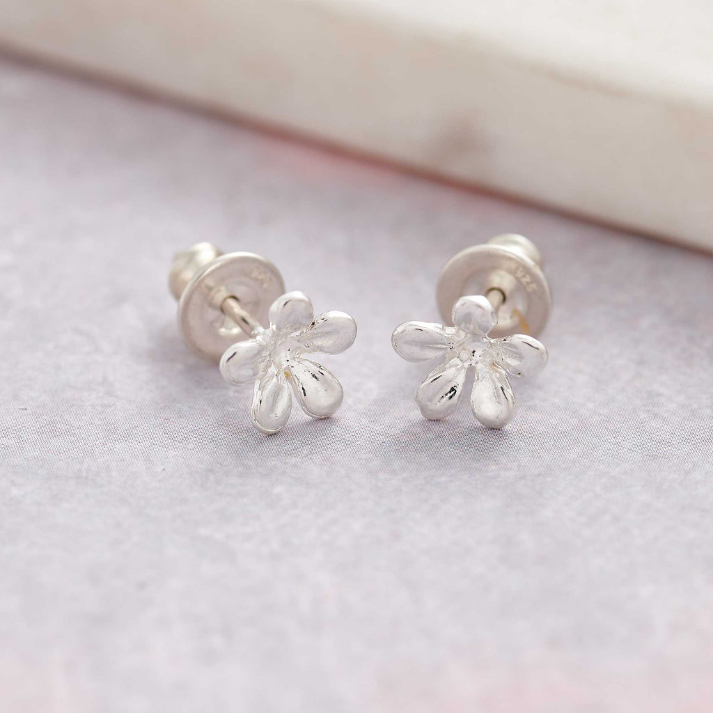 Jasmine Flower Silver Stud Earrings - Jays Shop uk