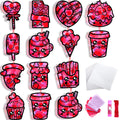 BOLLBAY 36 Pcs Valentines Day Suncatchers Paper Crafts for Kids Valentine DIY Tissue Paper Crafts Dessert/Heart Shaped Window Stained Glass Effect Suncatcher Craft for Party Favors Classroom Craft
