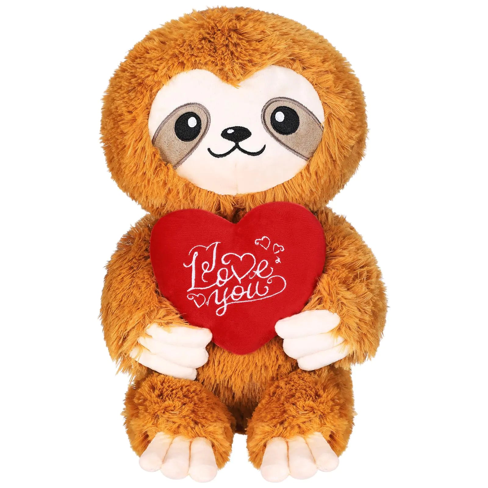 Syhood 12 Inch Valentines Day Love You Plush Stuffed Sloth with Red Heart Cute Stuffed Animals for Girlfriend Red Stuffed Sloth Plush Toys for Valentines Anniversary Romantic Date