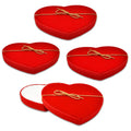 Valentines Day Gift Card Box Holder Pack of 4 Red Velvet Heart Shape with Gold Bows Valentines Gifts Cards Money Holders Boxes for Valentine Wedding Present Packaging Party Favor Decorations