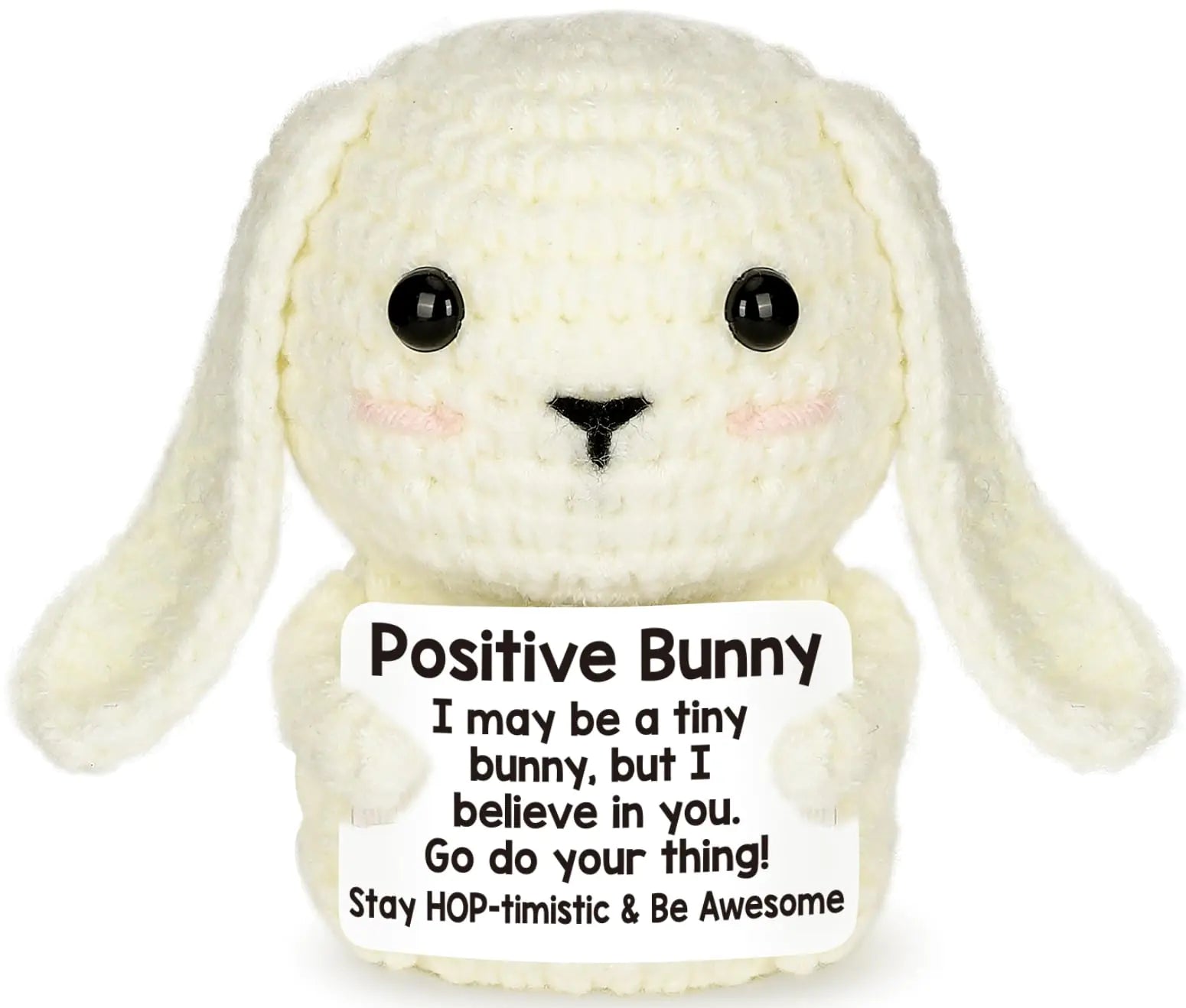 Mini Inspirational Positive Crochet Animals Bunny Cute Stuff Funny Easter Gift for Women Men Coworker Friend Emotional Motivational Bunny Decor Birthday Valentines Valentines Gift for Him Her