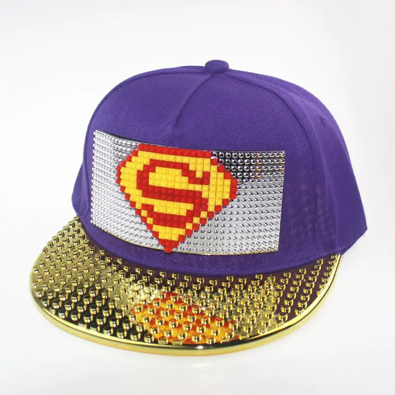 DIY Pixelated LEGO Cap in Gold and Silver Colors