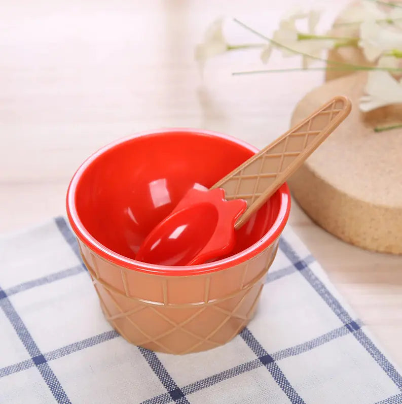 Kids Ice Cream Bowl and Spoon Set (1 Set)