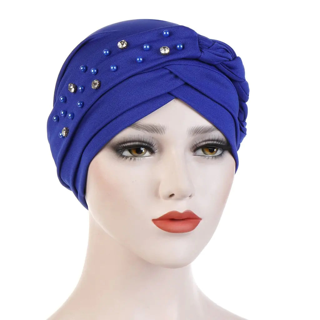 Multi-color Crystal Three-layer Hemp Turban Hat