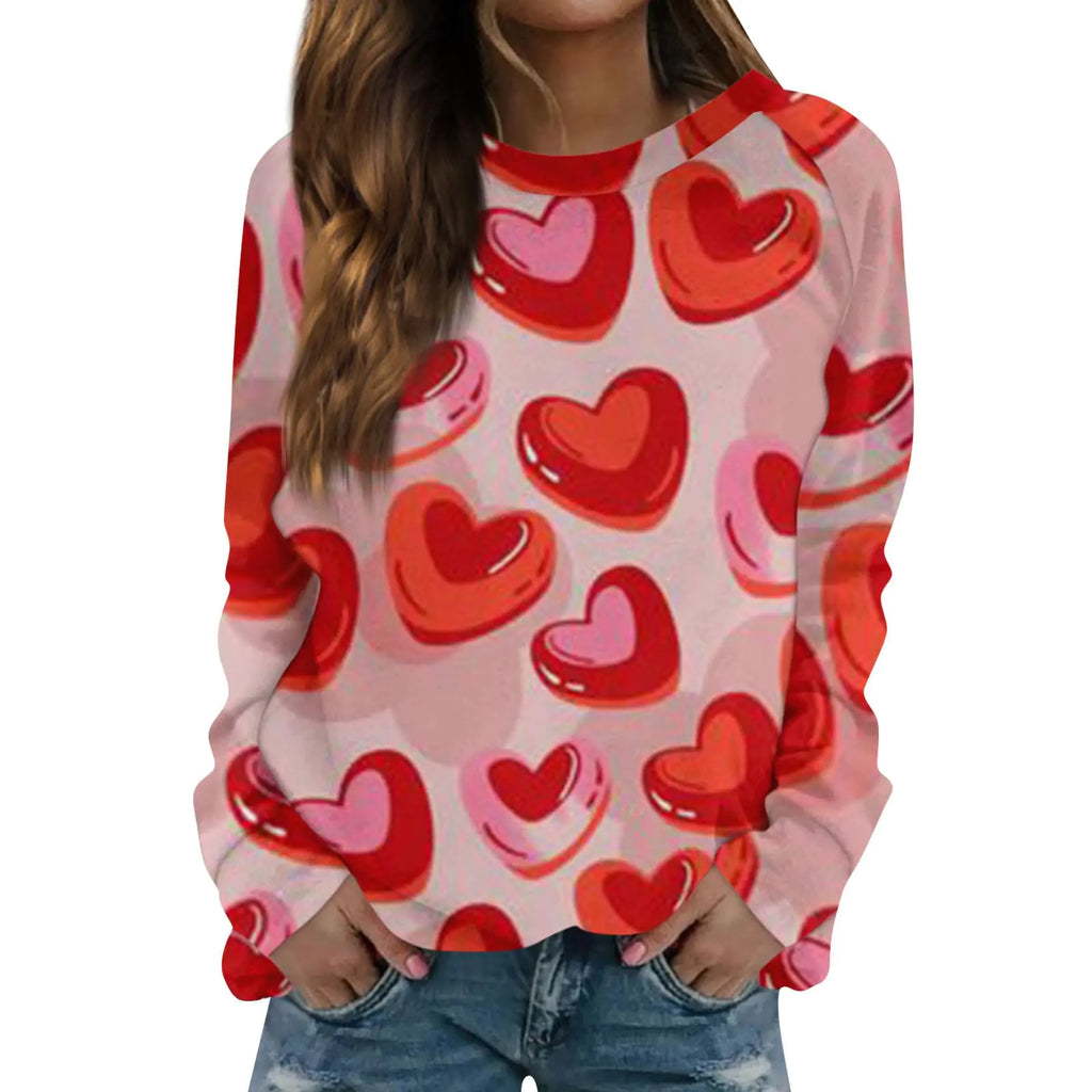 Valentine T Shirts for Women Womens 3X Plus Size Valentines Sweaters Womens Valentines Day Sweater Flowy Tops for Women Valentines Blouse Casual Long Sleeve Shirts Pullover Tops Blouses