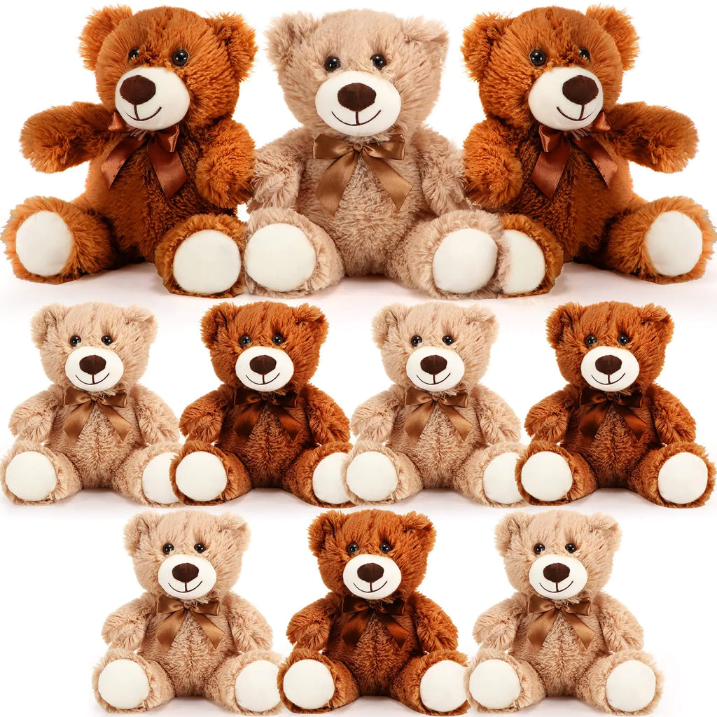 Skylety 10 Pcs Valentines Day Gifts for Her Him Valentines Bears Bulk 12 Inches Stuffed Animal Plush Toys Plush Toy for Valentines Day Birthday Baby Shower Party Favors(Brown Khaki)