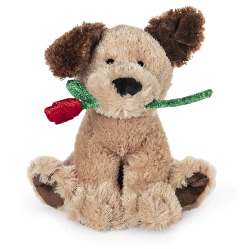 GUND Deangelo Valentines Day Dog Holding Red Rose Stuffed Animal Plush