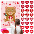 ELECLAND Pin The Heart on The Bear Valentines Party Game for Kids Valentines Heart Stickers Valentines Day Party Decorations Birthday Party Supplies Teddy Bear Party Decorations