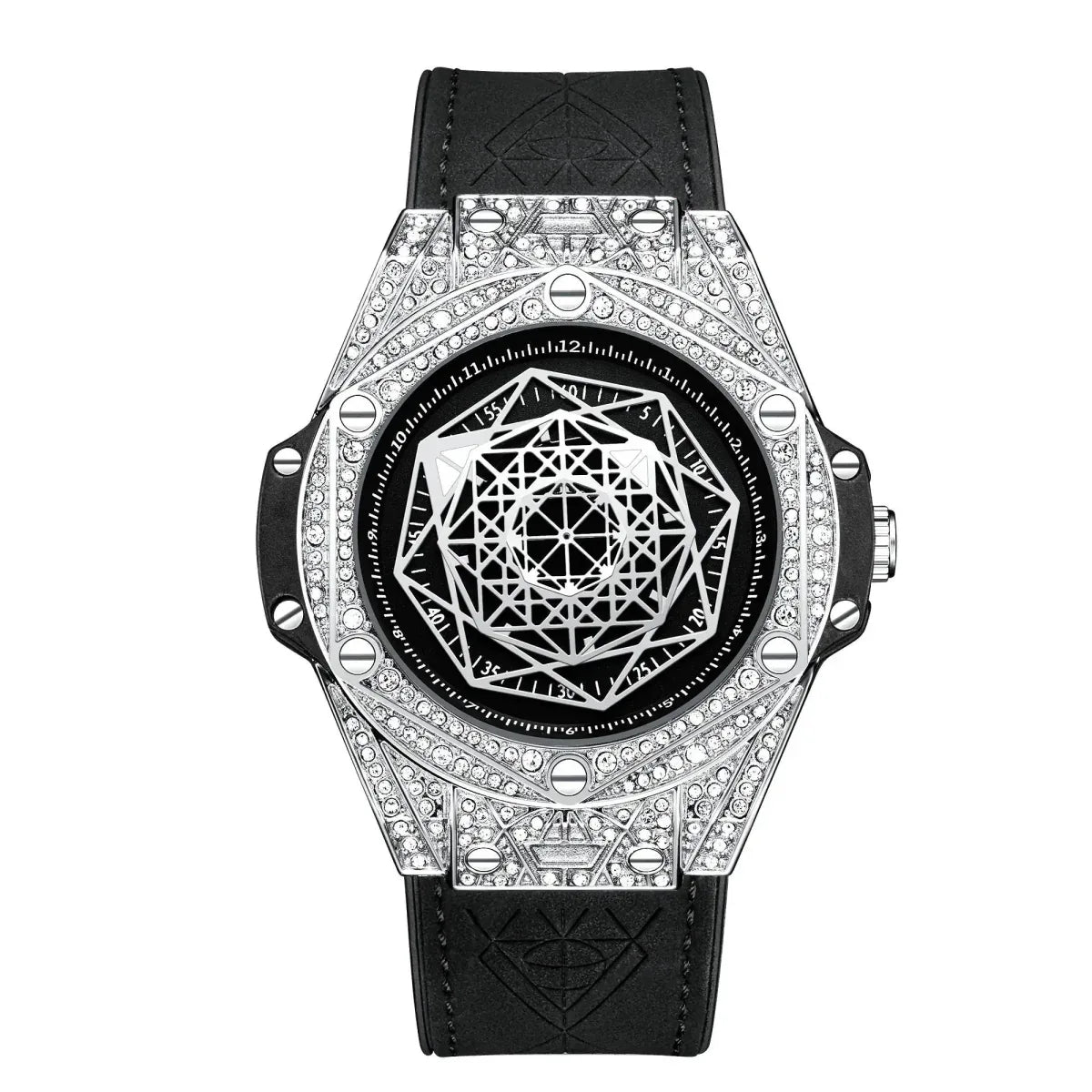 ONOLA Waterproof Sports Watch for Men - Quartz Diamond Clock with Leather Belt
