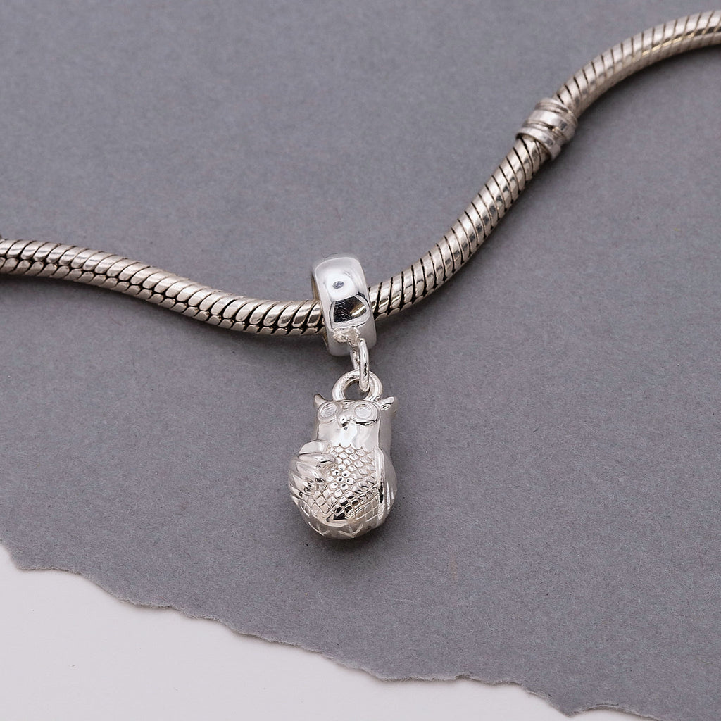 Owl Personalised Silver Charm - Jays Shop uk