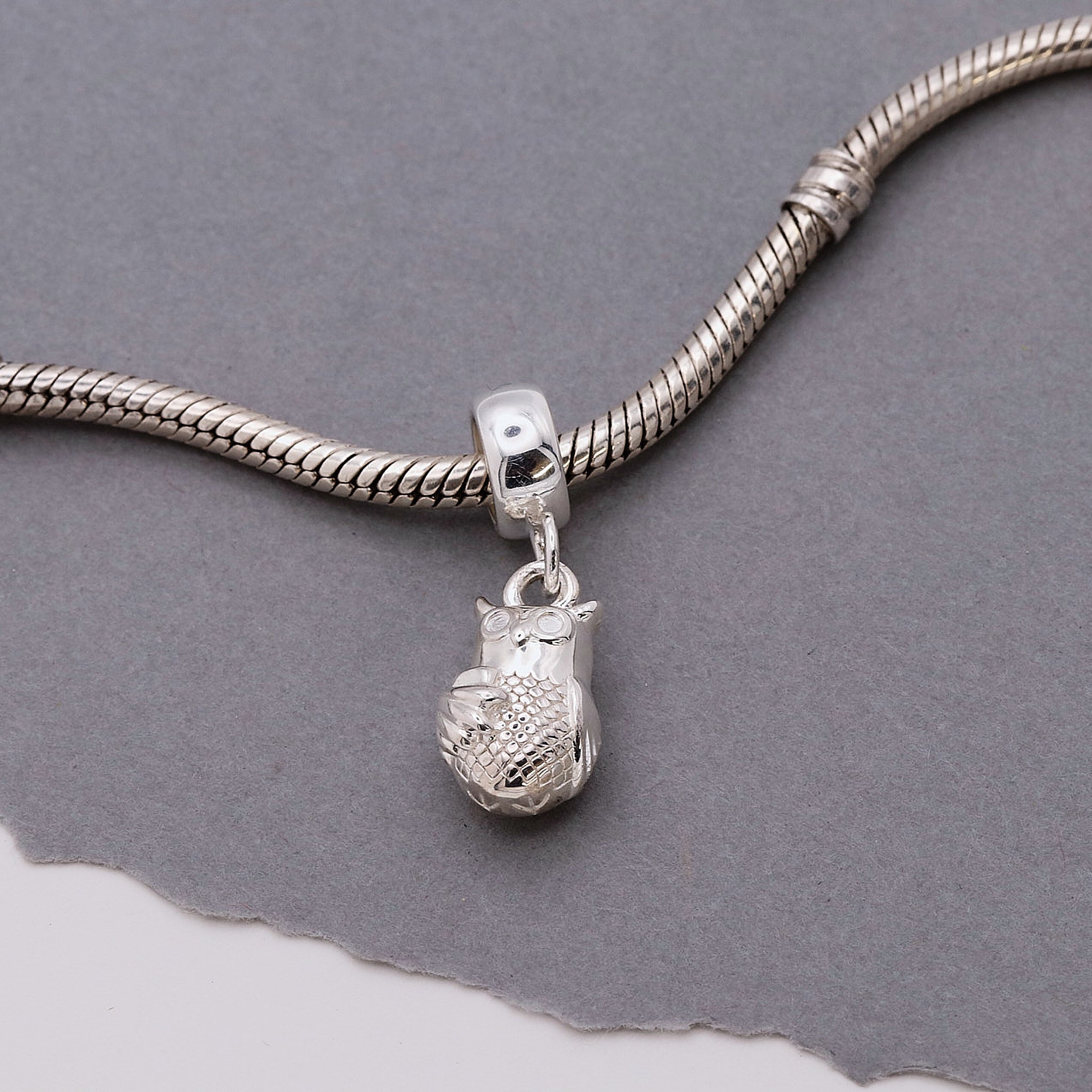 Owl Personalised Silver Charm - Jays Shop uk