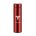 Car Travel Mug for Tesla Model 3 S X Y 500ML Tumbler 304 Stainless Steel Leakproof LED Temperature Display Vacuum Flask Insulating Hot or Cold Portable Thermal MugRed-B