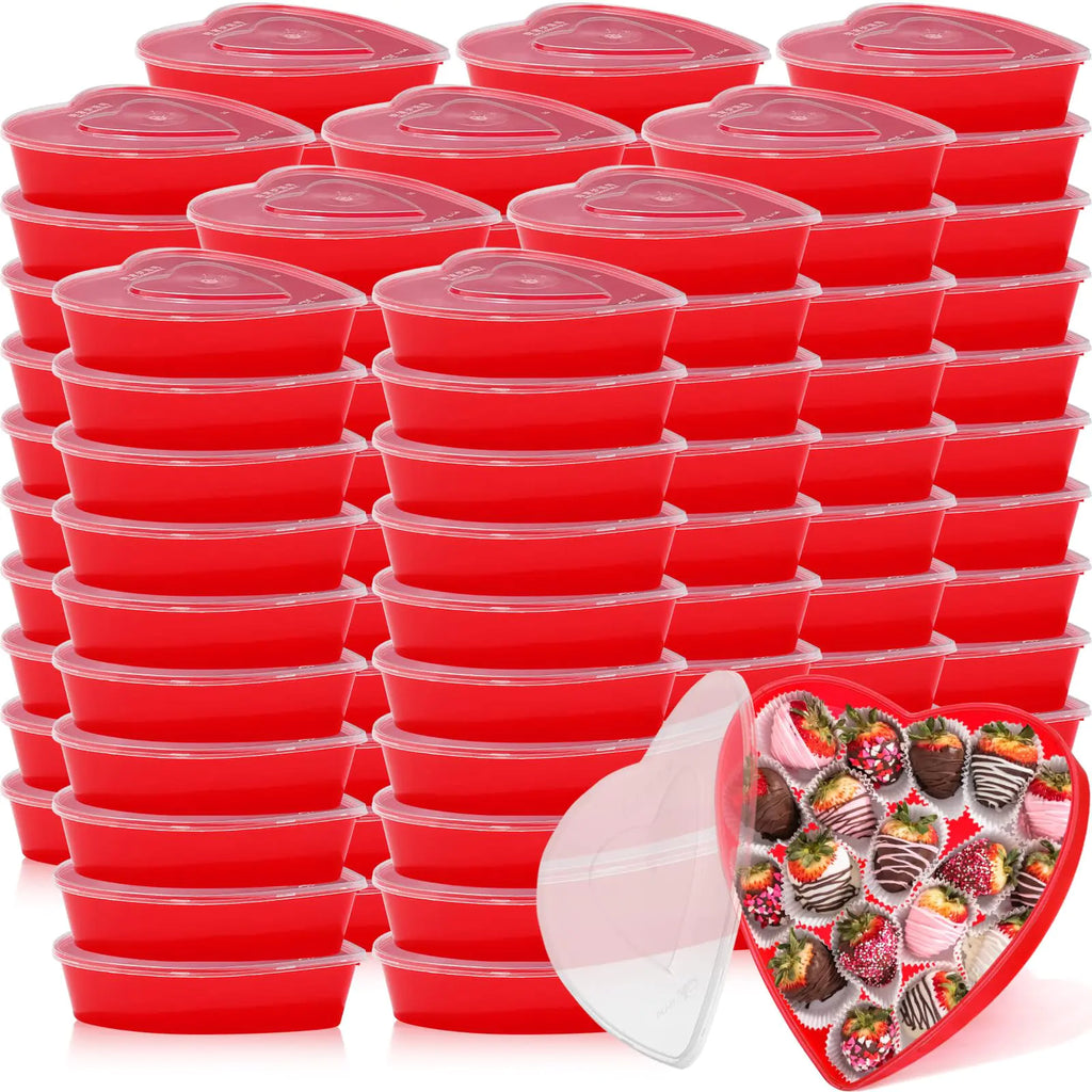 Hushee 12 Pcs Valentines Day Heart Container 16.9 Oz/ 500 ml Heart Shaped Box Food Storage Containers with Lids Heart Shaped Seasoning Containers Reusable Dessert Box for Valentine Fruit Vegetable