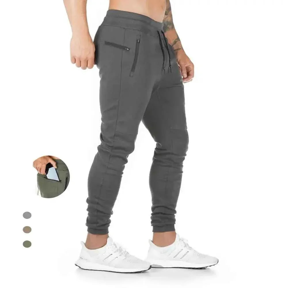 Plus size Jogger Pants Workout Gym sweat trouser Side Zipper Pockets Slim Fit trousers for men