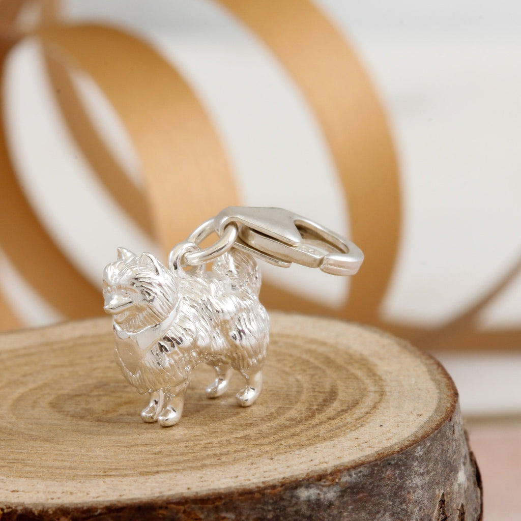 Pomeranian Silver Dog Charm - Jays Shop uk